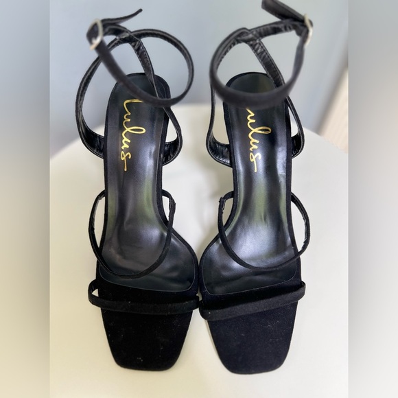NWOT Leticiya Black Suede Ankle-Strap high heel Sandals size 7.5 - Picture 3 of 4